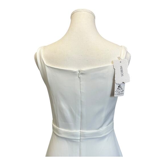 Hebeos White Sleeveless Sheath Dress Wmn Size 6 Formal Wedding Graduation NWT - Picture 7 of 8